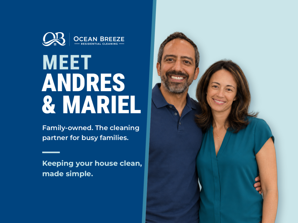 Andres and Mariel Molina, co-owners of Ocean Breeze Residential Cleaning Andres and Mariel Molina smiling, co-owners of Ocean Breeze Residential Cleaning